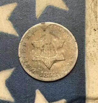 1852 3c Three Cent Silver Piece Vintage Us Coin Fh76