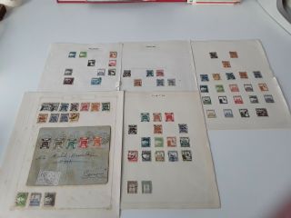 5 Pages Of Vintage Palestine Stamps Inc Egypt Eef Opts & 1919 Jerusalem Cover