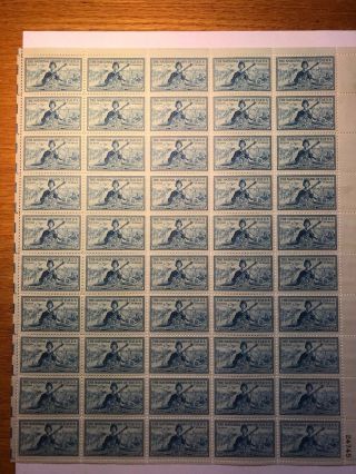 Vintage Full Sheet Of 50 Us Postage Stamps - 1953 The National Guard