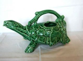 Vintage Mccoy Pottery Large Green Ceramic Turtle Plant Waterer Sprinkler