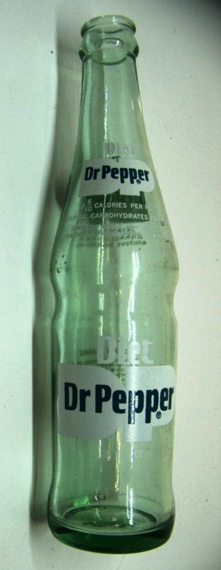Diet Dr Pepper Acl Soda Bottle With Large Dp 1971 Vintage Rare Painted Label