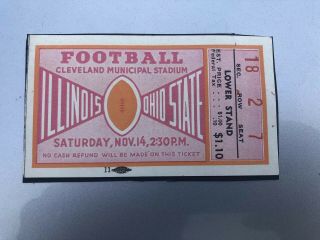 Ohio State Football Ticket Rare Ww2 Era Vintage Versus Illinois First Nc 1942