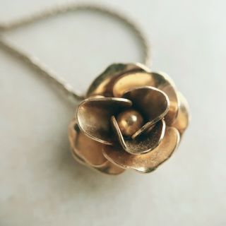 14k Gf Rose Necklace Vintage Yellow Gold Fill Avon Floral Flower Design Jewelry
