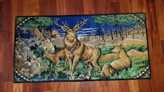 Made In Italy Vintage Tapestry Wall Hanging Rug Velvet Deer 39 X 20
