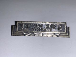 Vintage Sterling Silver National Rifle Association Nra 1954 Lapel Bar Pin