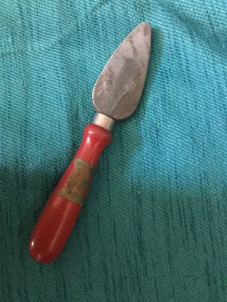 Vintage Carborundum Knife Sharpener Stone Red Handle