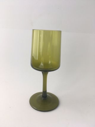 Vintage Mid Century Olive Green Wine Glasses 3