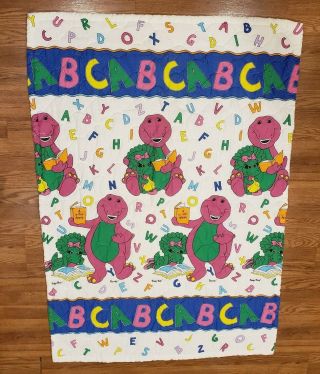 Vintage 1993 Lyons Group Barney Baby Bop Abc Quilted Blanket Toddler Bed
