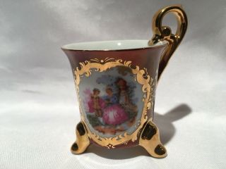 Vintage Royal Antique Victorian 3 Footed Lusterware Demitasse Tea Cup Gold Trim
