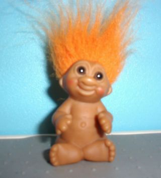 Vintage 1992 The Troll Company Orange Hair Baby Finger Puppets 2.  5 Inch Doll