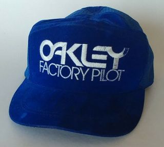 Vintage 1984 Bmx Bicycle Suede Oakley Factory Pilot Cap Hat Stitched Ballcap