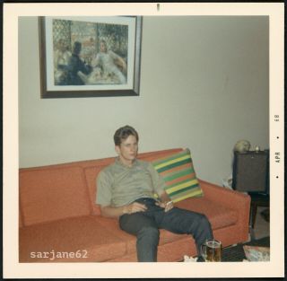 Man Smoking Cigarette On Couch Renoir Painting Life Imitates Art Vintage Photo