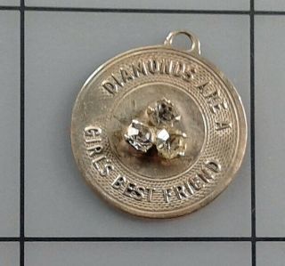 Vintage Sterling Silver Charm - Beau - Diamonds Are A Girls Best Friend 2.  25 Gr