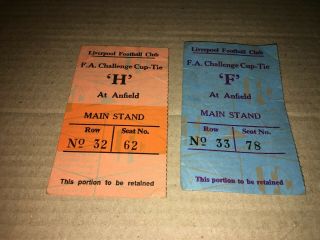 2 X Liverpool Fc Vintage/retro 1970s Fa Cup Fixture Tickets (vg Cond)