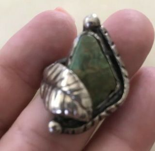 Vintage Sterling Silver And Green Turquoise Native American Ring