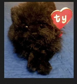 Ty Licorice 1987 Vintage Black Persian Cat Red Bow Plush Stuffed Animal Toy 18 "