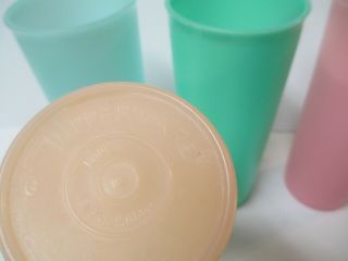 Set Of 4 Vintage Tupperware 16 oz Drinking Cups Pastel Made In U.  S.  A. 2