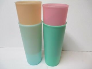 Set Of 4 Vintage Tupperware 16 oz Drinking Cups Pastel Made In U.  S.  A. 3