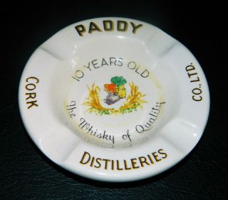 Scarce Vintage Paddy Whisky (cork) Ashtray By Arklow Pottery Ireland