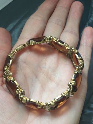 VINTAGE JEWELLERY STUNNING FACETED GLASS OPEN BACKED BRACELET 5