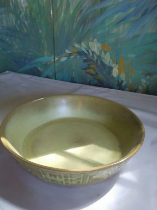 Frankoma ☆ Mayan Aztec Green Prairie☆ 8 " Round Serving Bowl 7n Red Clay Vintage