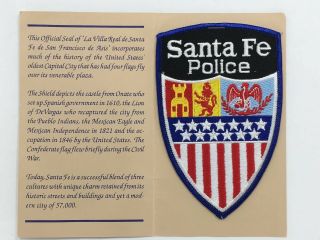 Vintage Mexico Santa Fe Police - Unsewn Patch Badge 1992