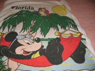 Vintage Mickey Mouse Beach Towel Walt Disney Florida Palm Trees Cool Mickey