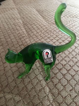 Vintage Pilgram Glass 4 In Green Collectable Cat