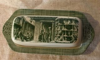 Vintage Old Curiosity Shop Covered Butter Dish By Royal China 1950’s