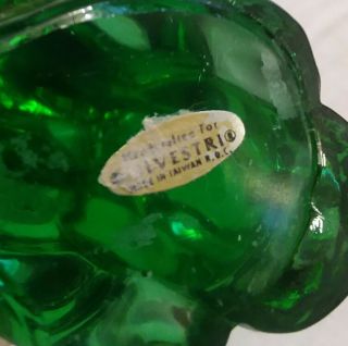 Vintage Silvestri Green Glass Bunny Rabbit Figurine 5 " Tall Solid Glass Label