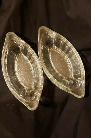 Set Of 4 Vintage Banana Split Boats Dishes Clear Heavy Glass Soda Shop Style