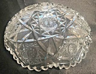 Vintage Brilliant Clear Cut Heavy Crystal Glass Star Design Round Candy Dish 4