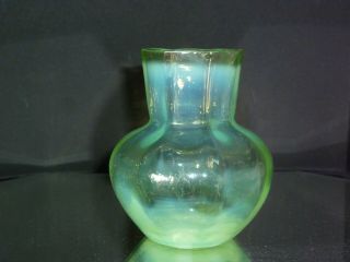 Vintage Art Deco Nouveau Green Uranium Vaseline Blown Glass Posy Vase