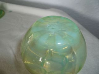 Vintage Art Deco Nouveau Green Uranium Vaseline Blown Glass Posy Vase 3