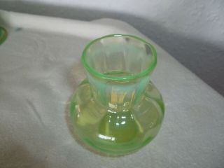 Vintage Art Deco Nouveau Green Uranium Vaseline Blown Glass Posy Vase 4