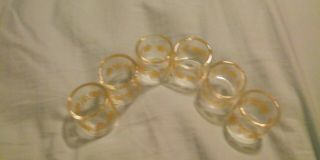 6 Vintage Pyrex Napkin Rings - Made By Corelle / Pyrex - Butterfly Gold