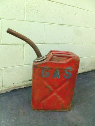 Vintage Usmc Red 5 Gal Jerry Gas Can Dot - 5l 20 - 5 - 74 Us G Willys Jeep