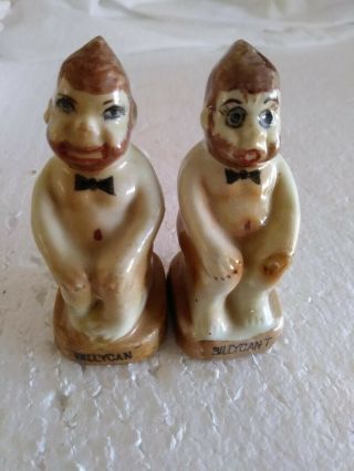 Vintage Japan Ceramic Boy On Toilet Salt & Pepper Shakers Billy Can Billy Can 