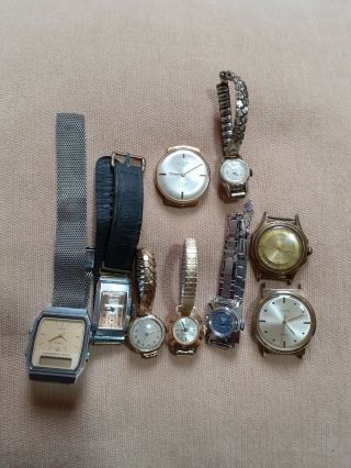 Mixed Joblot Of Vintage Ladies And Gents Watches Mechanical & Battery.