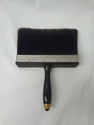Vintage Maendler Tynex Nylon 8 Inch Large Brush Black & Gold Wooden Handle