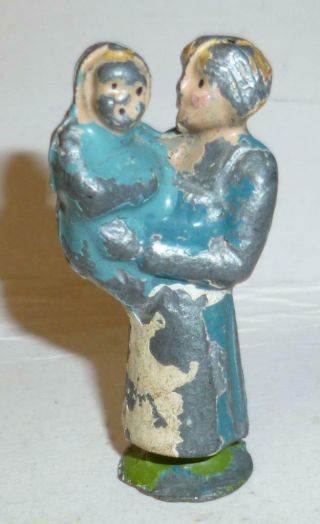 Pixyland Kew Vintage Lead Village Rare Nanny With Baby - 1920/30 