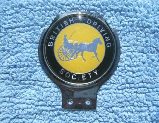 Vintage 1970s British Driving Society Car Badge - Horse Drawn Carriage Trotting
