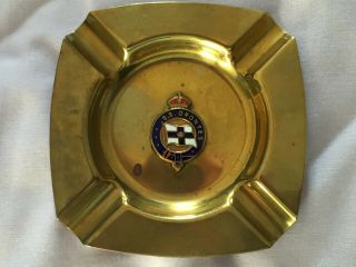 Old Vintage Ss Orontes Brass Ashtray With Enamel Badge
