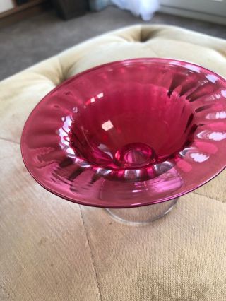 Vintage Bristol Blue Cranberry Footed Glass Bowl