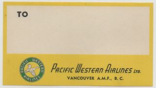 Vintage Airline Label - Pacific Western Airlines