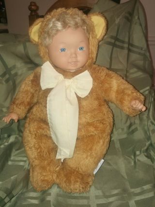 Anne Geddes Baby Bear Doll Plush 1997 Brown 15 " W/blue Eyes Vintage Collector