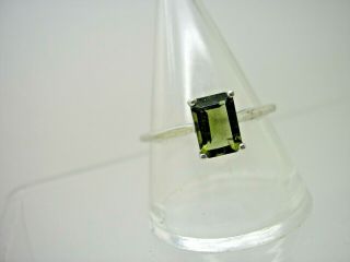 Vintage Sterling Silver Green Tourmaline Solitaire Ring Size R