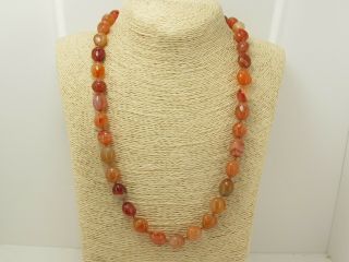 Long Vintage Hand Knotted Carnelian Necklace