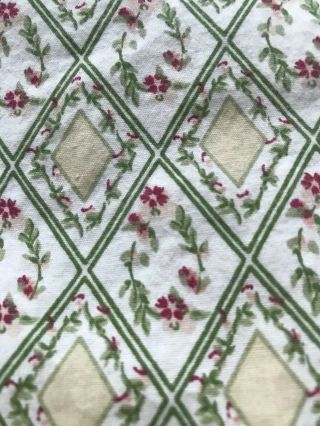 Vintage Laura Ashley Camberley Full Flat Sheet Rose & Green Floral 100 Cotton