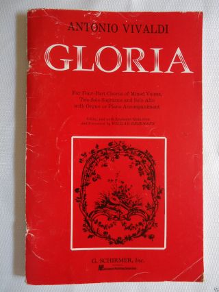 Gloria Antonio Vivaldi Schirmer 1973 Four - Part Chorus Organ Piano Song Book Vtg